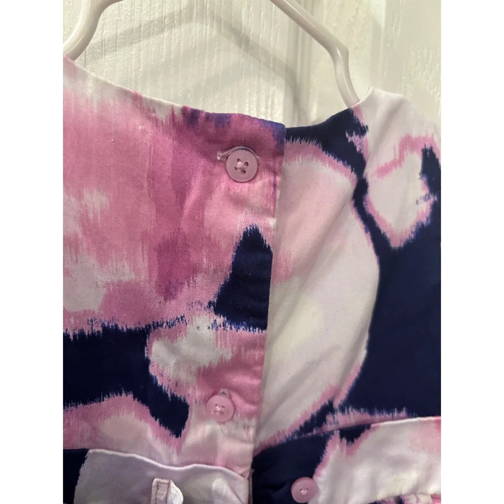 Gymboree Dress Pink Navy Blue Floral‎ Watercolor Bow Back Special Occasion 2T